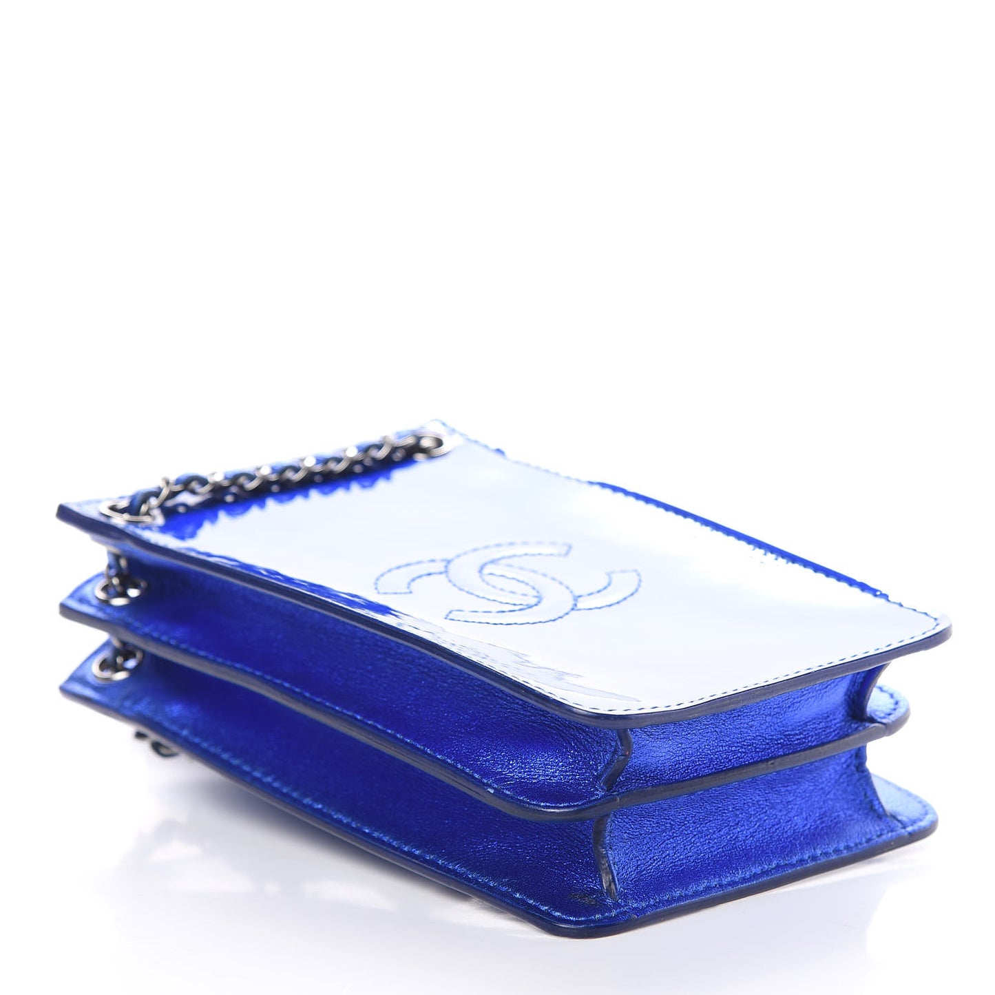 Metallic Patent Crossbody CC Phone Holder Blue