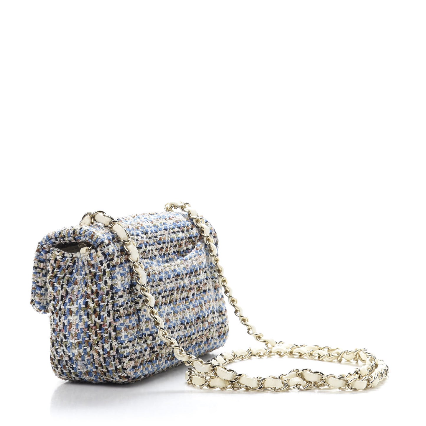 Tweed Quilted Mini Rectangular Flap Blue Multicolor