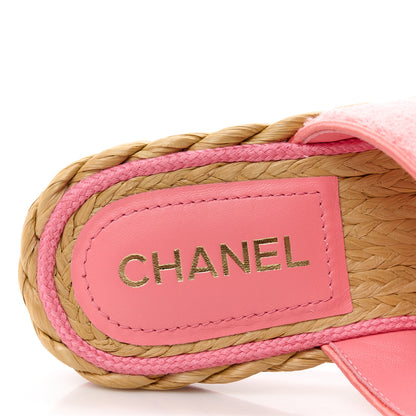 Chanel Terry Cloth Raffia CC Logo Thong Sandals 39.5 Pink 7 of 8