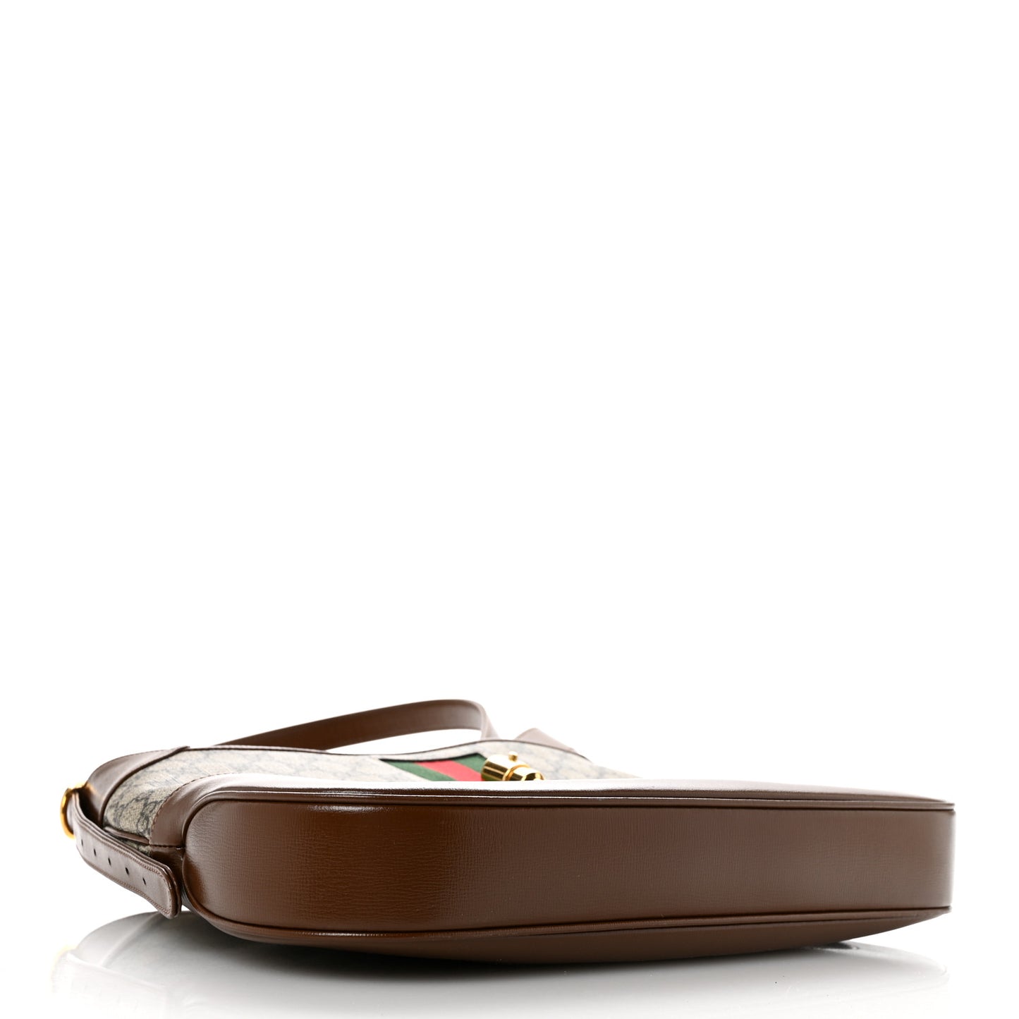 GG Supreme Monogram Azalea Calfskin Web Medium Jackie 1961 Hobo Beige Ebony Brown Sugar