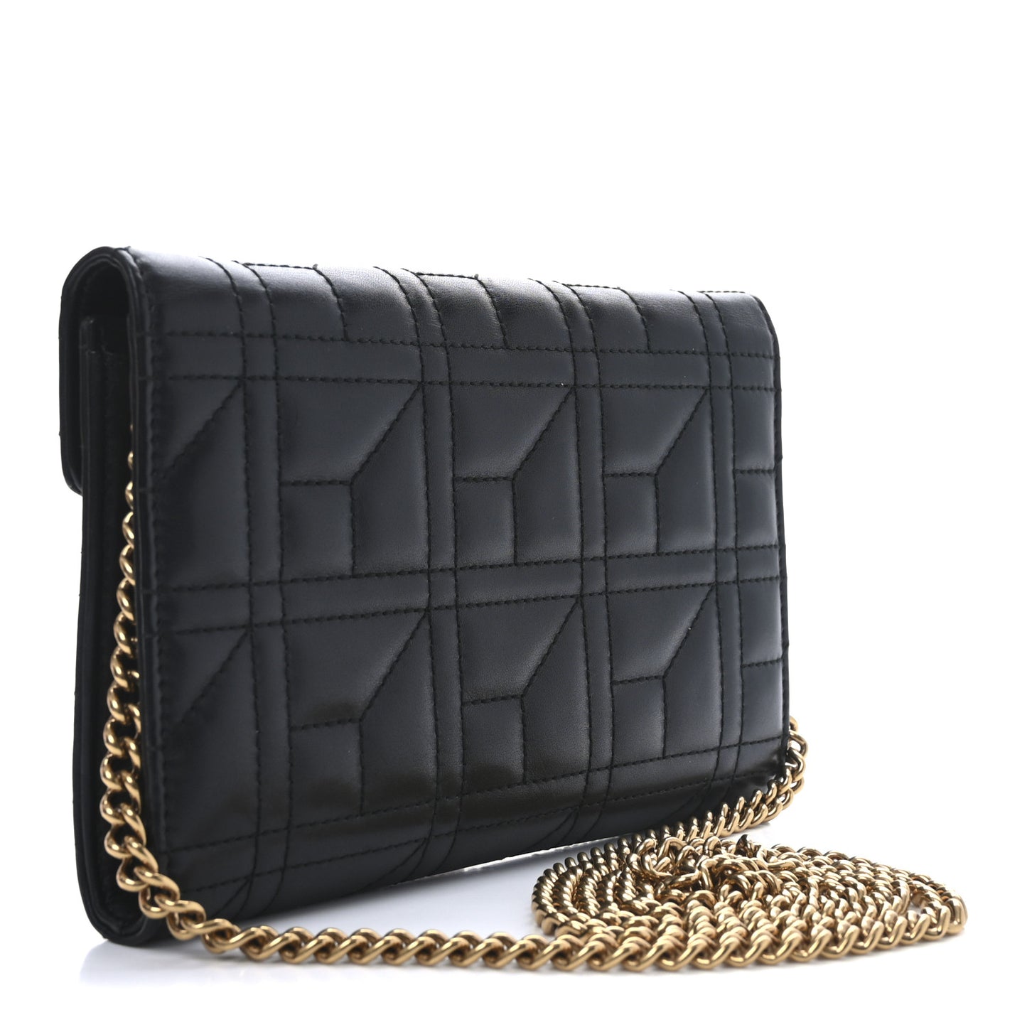 Calfskin Matelasse Mini Pearly GG Marmont Chain Wallet Black
