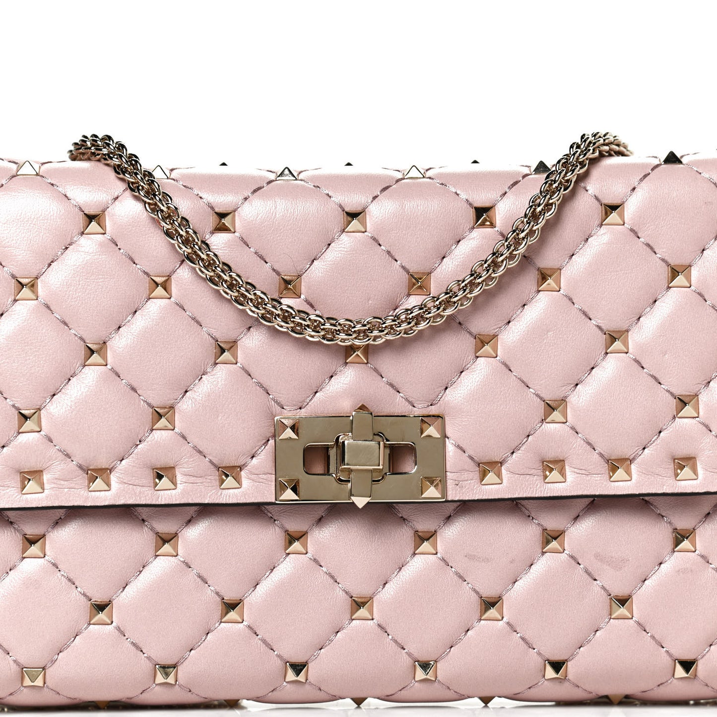 Nappa Rockstud Spike Wallet on Chain Water Rose