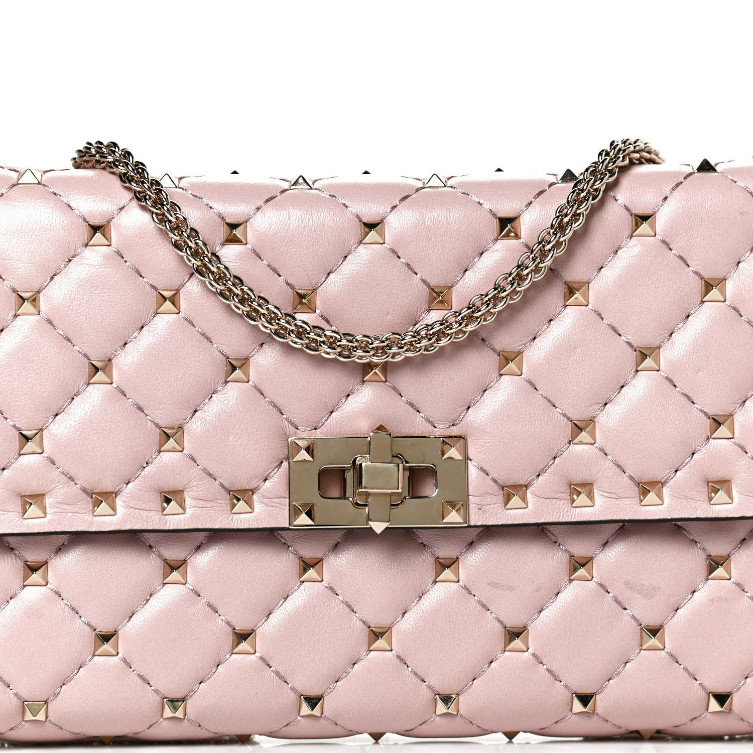 Valentino Garavani Nappa Rockstud Spike Wallet on Chain Water Rose 7 of 10