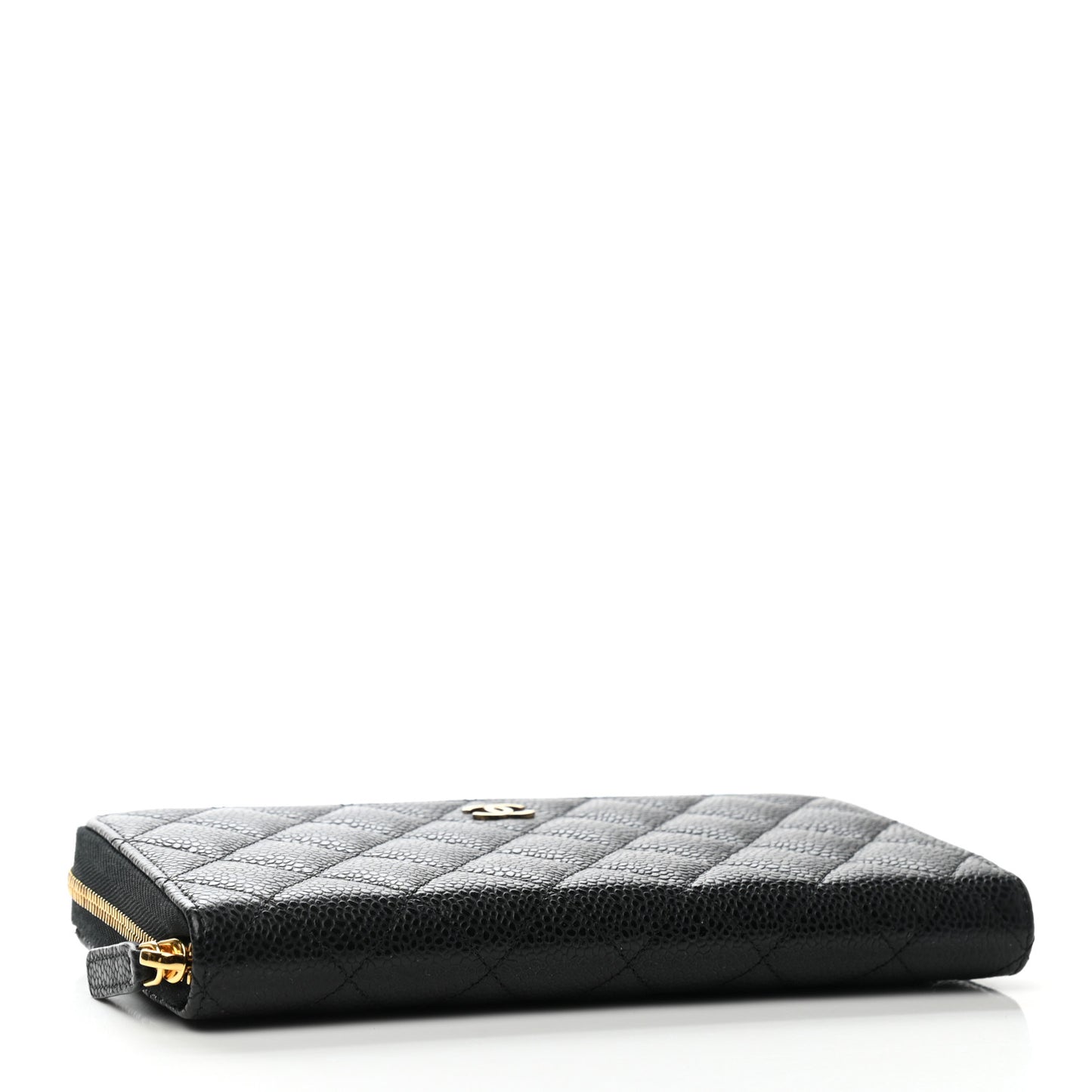 Caviar Quilted Large Gusset Zip Around Wallet Black