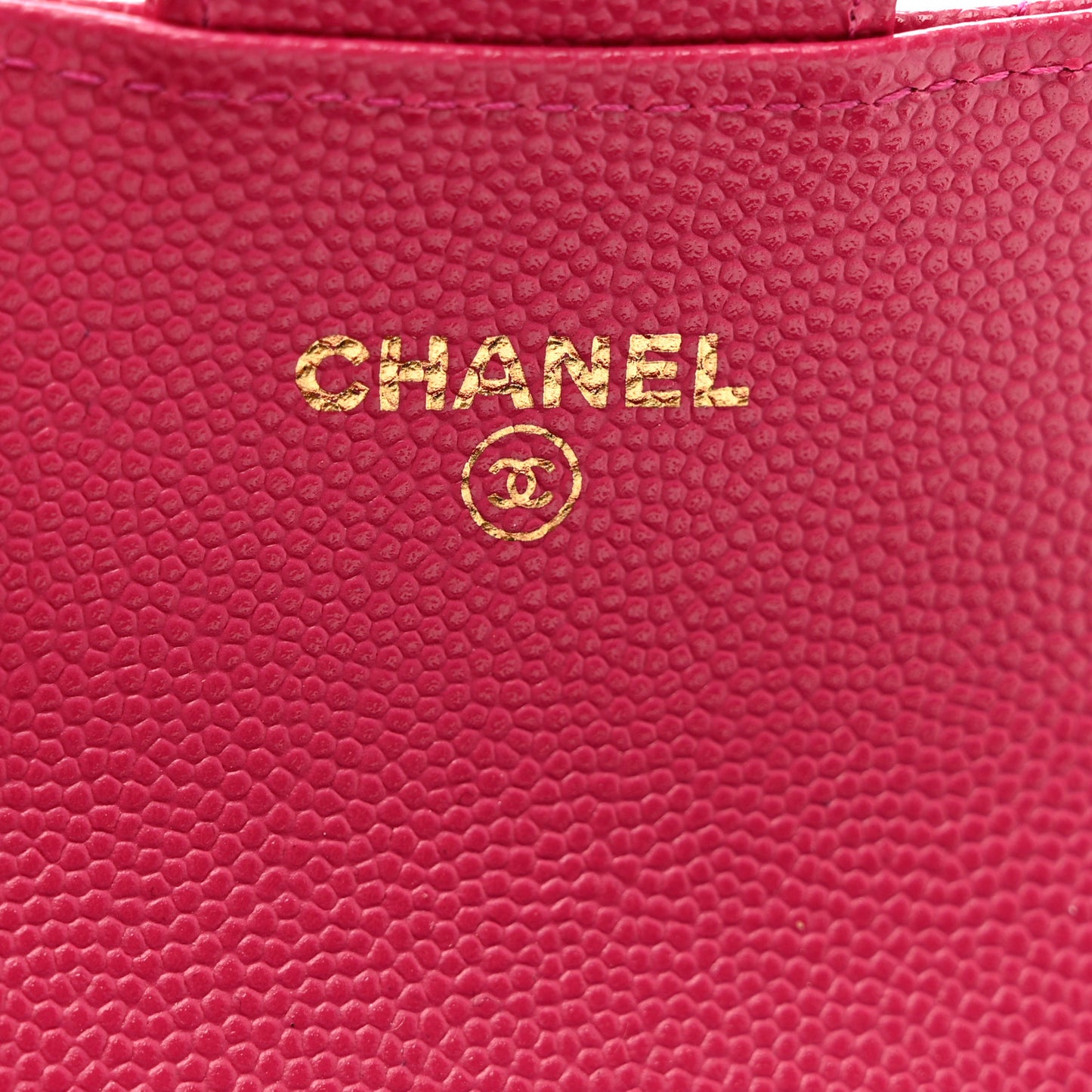 Caviar Quilted Flap Card Holder Wallet Dark Pink