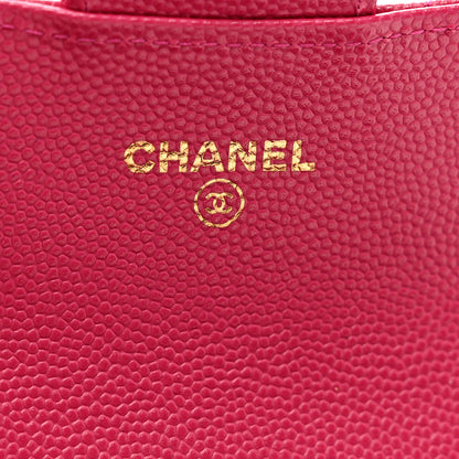 Chanel Caviar Quilted Flap Card Holder Wallet Dark Pink 7 of 9