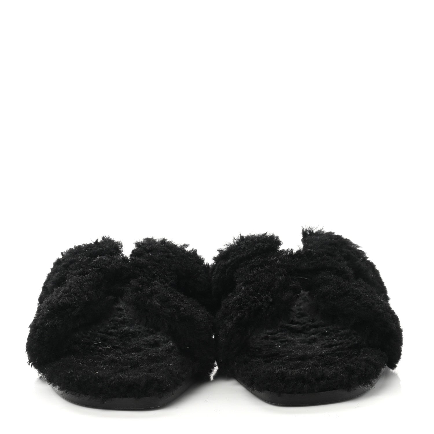 Hermes Woolskin Oran Sandals 36 Black 2 of 8