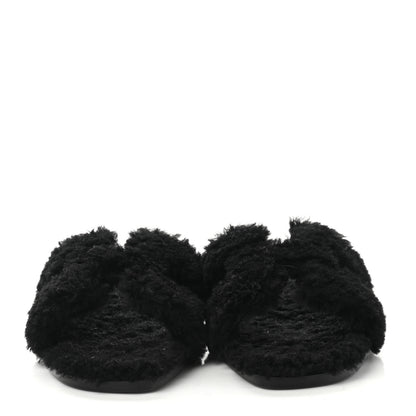 Hermes Woolskin Oran Sandals 36 Black 2 of 8