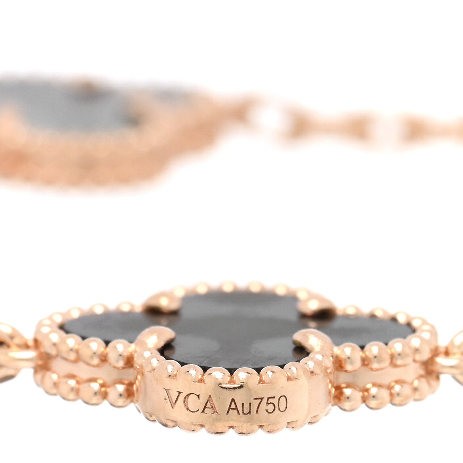 Van Cleef & Arpels 18K Rose Gold Diamond Gray Mother of Pearl 5 Motifs Vintage Alhambra Bracelet 3 of 4