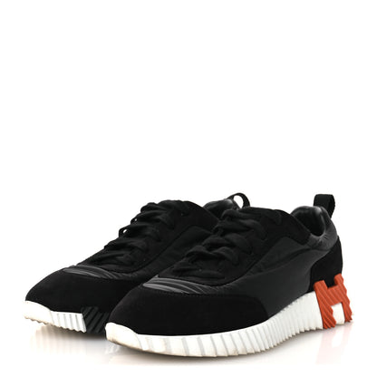Hermes Air Mesh Suede Goatskin Bouncing Sneakers 37.5 Black Orange 4 of 13