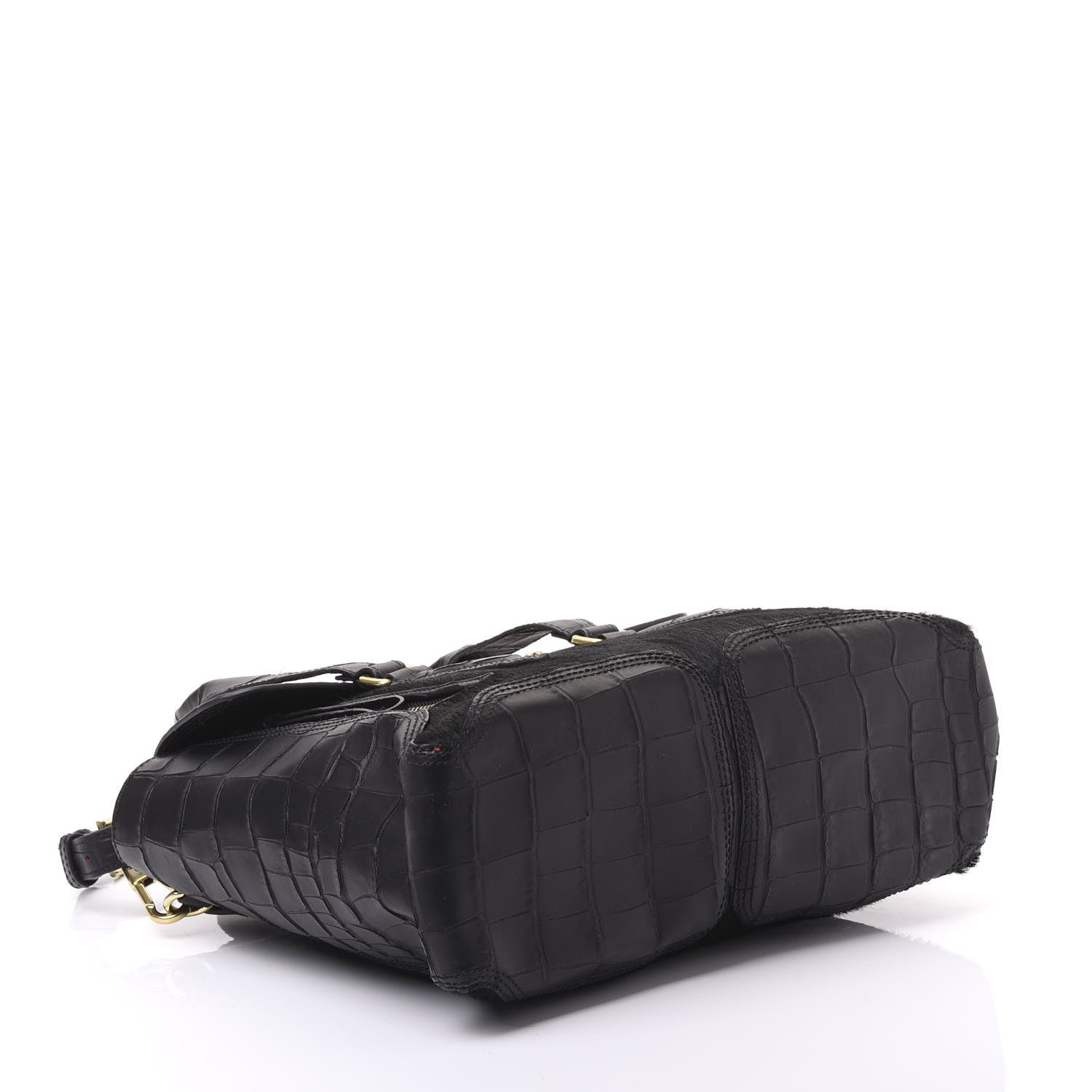 3.1 Phillip Lim 3.1 Calf Hair Calfskin Crocodile Embossed Medium Pashli Satchel Antique Red Black 3 of 8