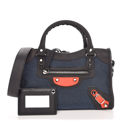 Balenciaga Mesh Arena Classic Silver Hardware Mini City Black Navy Orange 1 of 8