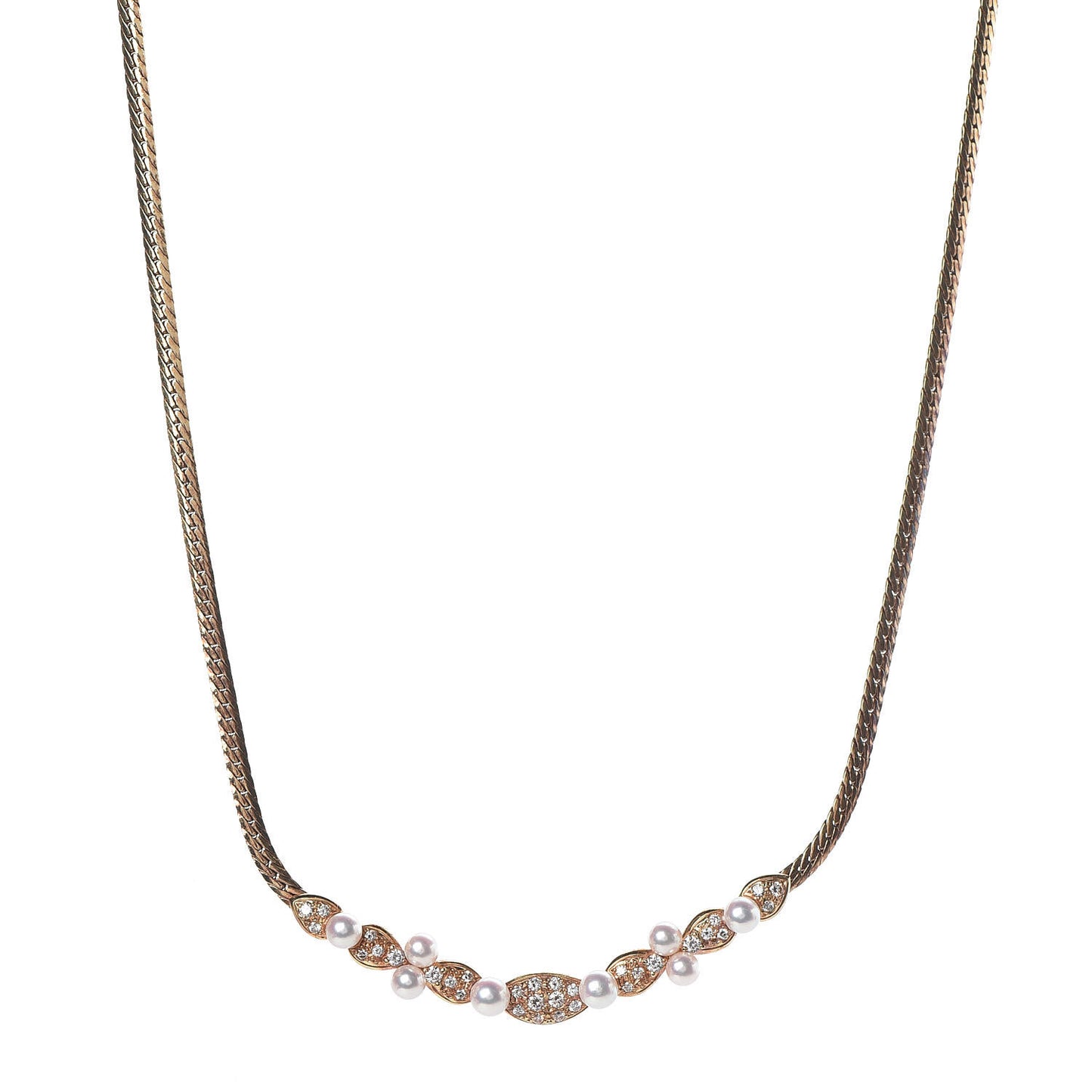18K Yellow Gold Diamond Akoya Pearl 3.5-4mm Pendant Necklace