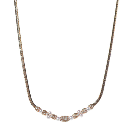 Mikimoto 18K Yellow Gold Diamond Akoya Pearl 3.5-4mm Pendant Necklace 1 of 5