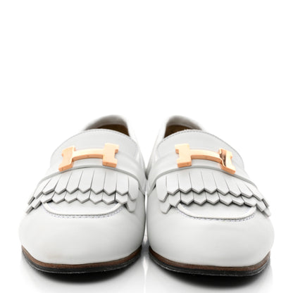 Hermes Calfskin Womens Royal Loafers 36 White 2 of 9