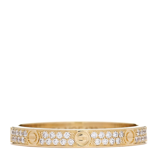 18K Yellow Gold Diamond 2.6mm LOVE Paved Band Ring 54 6.75