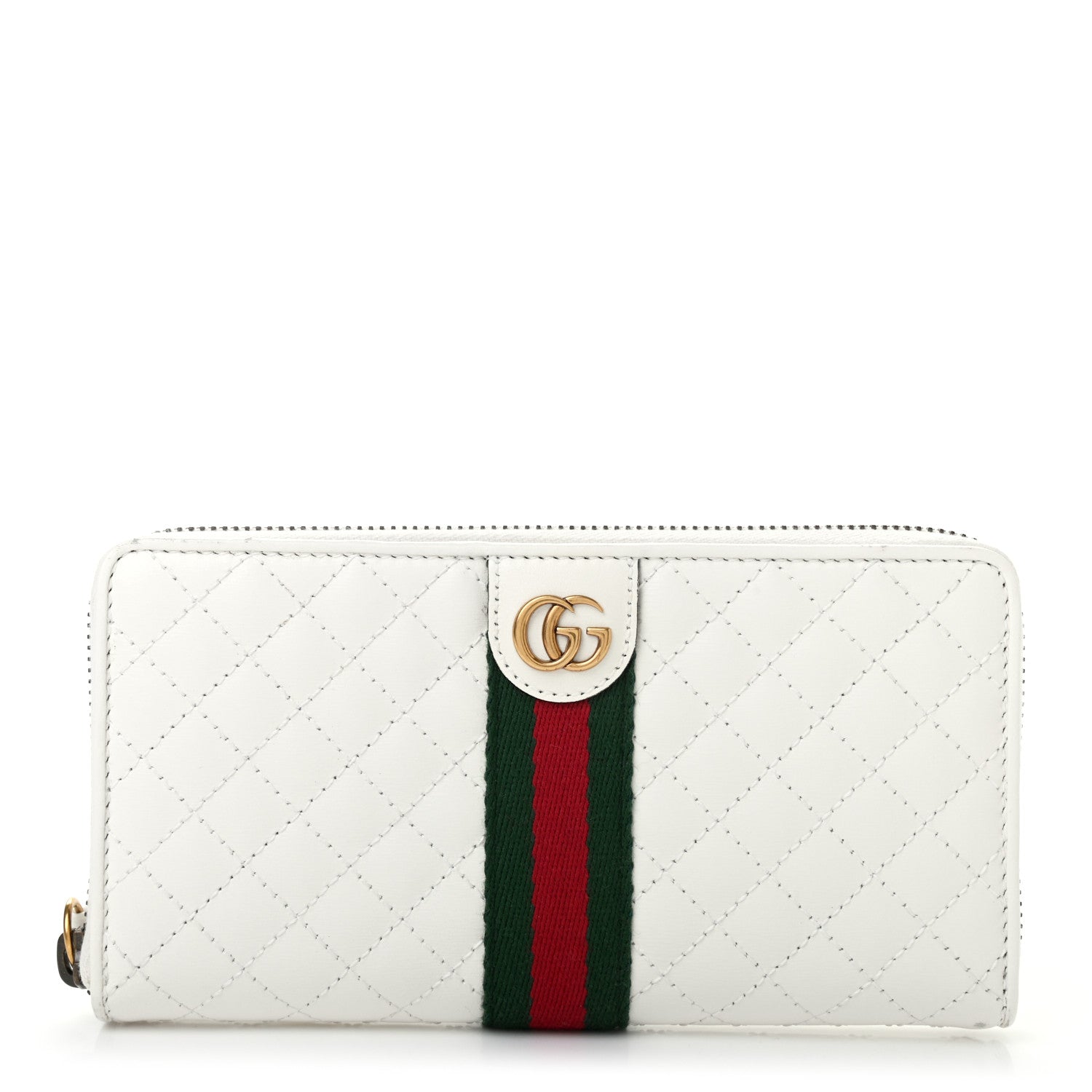 Gucci Calfskin Web Trapuntata GG Zip Around Wallet Off White 1 of 7