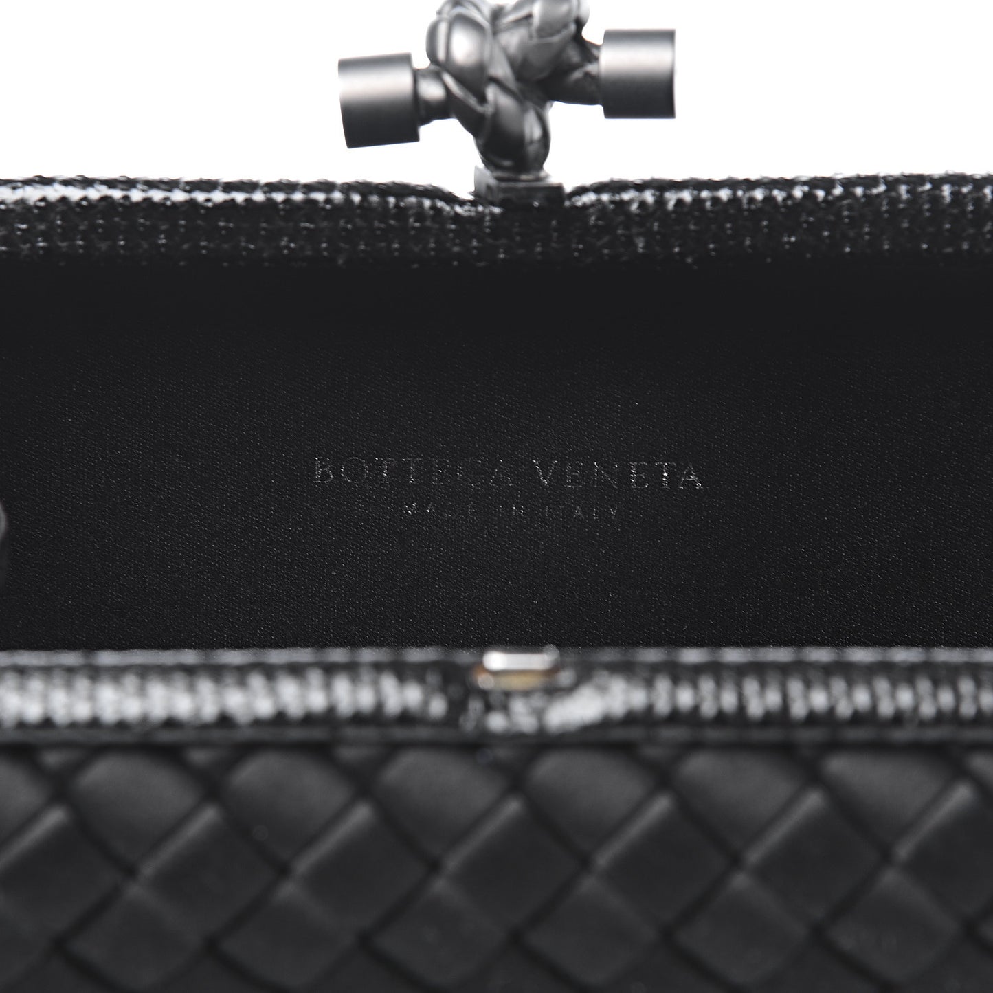 Satin Intreccio Impero Ayers Knot Clutch Black