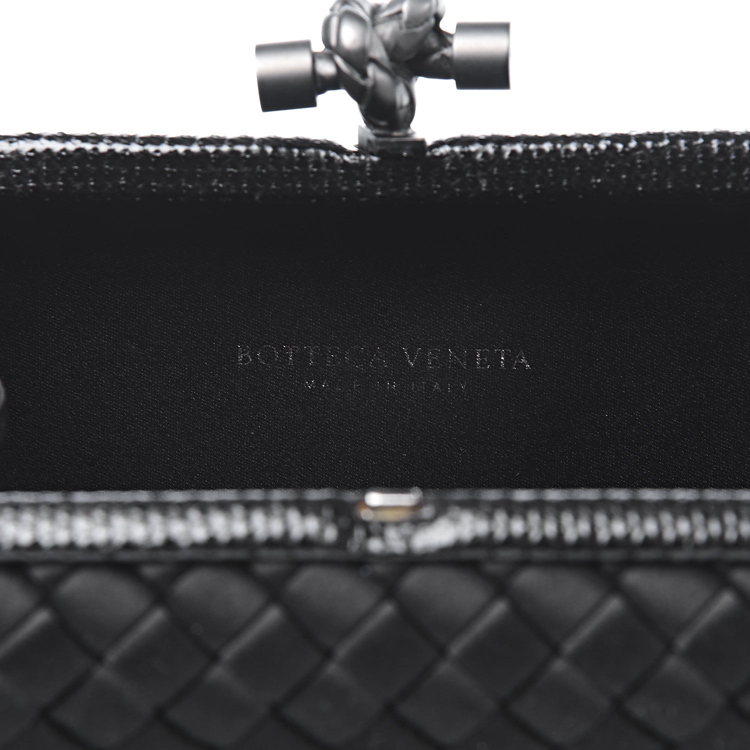 Bottega Veneta Satin Intreccio Impero Ayers Knot Clutch Black 6 of 6