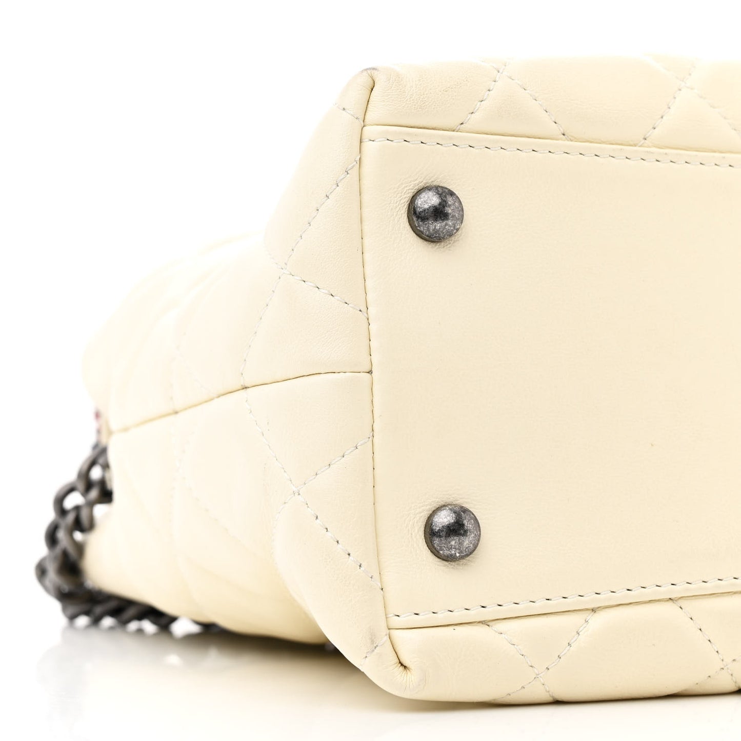 Calfskin Tweed Quilted Small Tote White Multicolor
