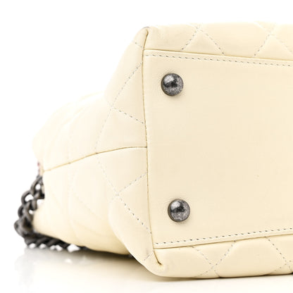 Chanel Calfskin Tweed Quilted Small Tote White Multicolor 10 of 12
