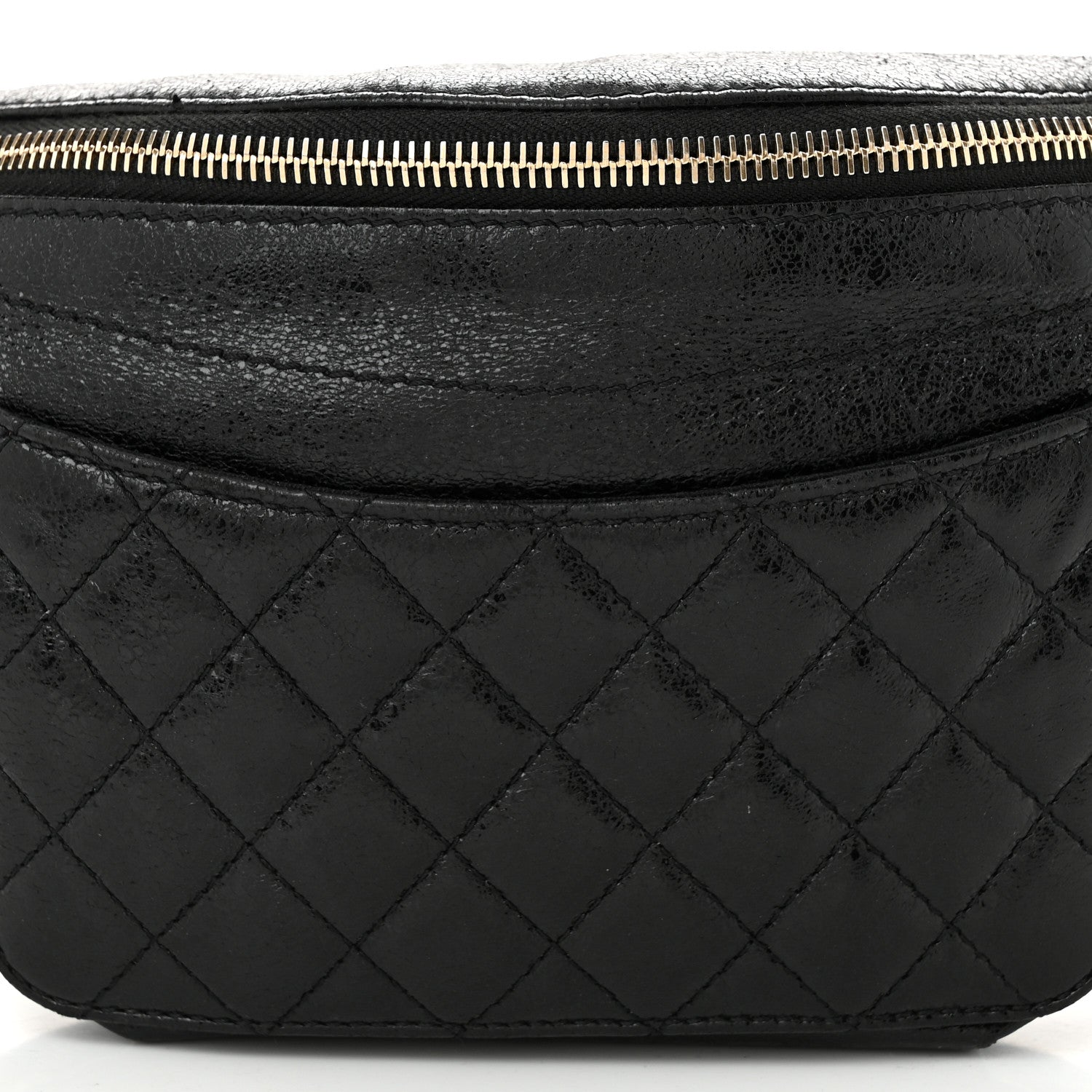 Chanel Crumpled Glazed Lambskin Quilted Waist Bag Fanny Pack Black 8 of 11