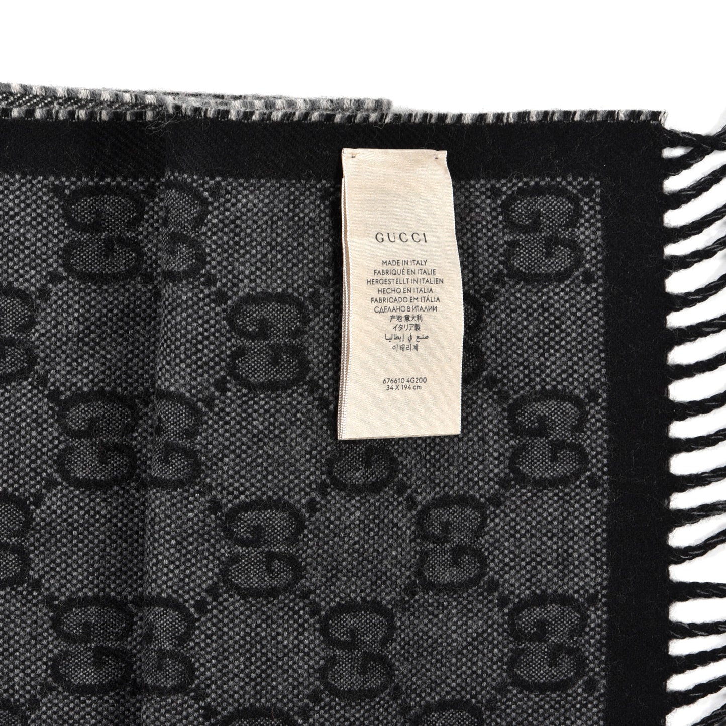 Wool GG Monogram Doubly G Scarf Anthracite Black
