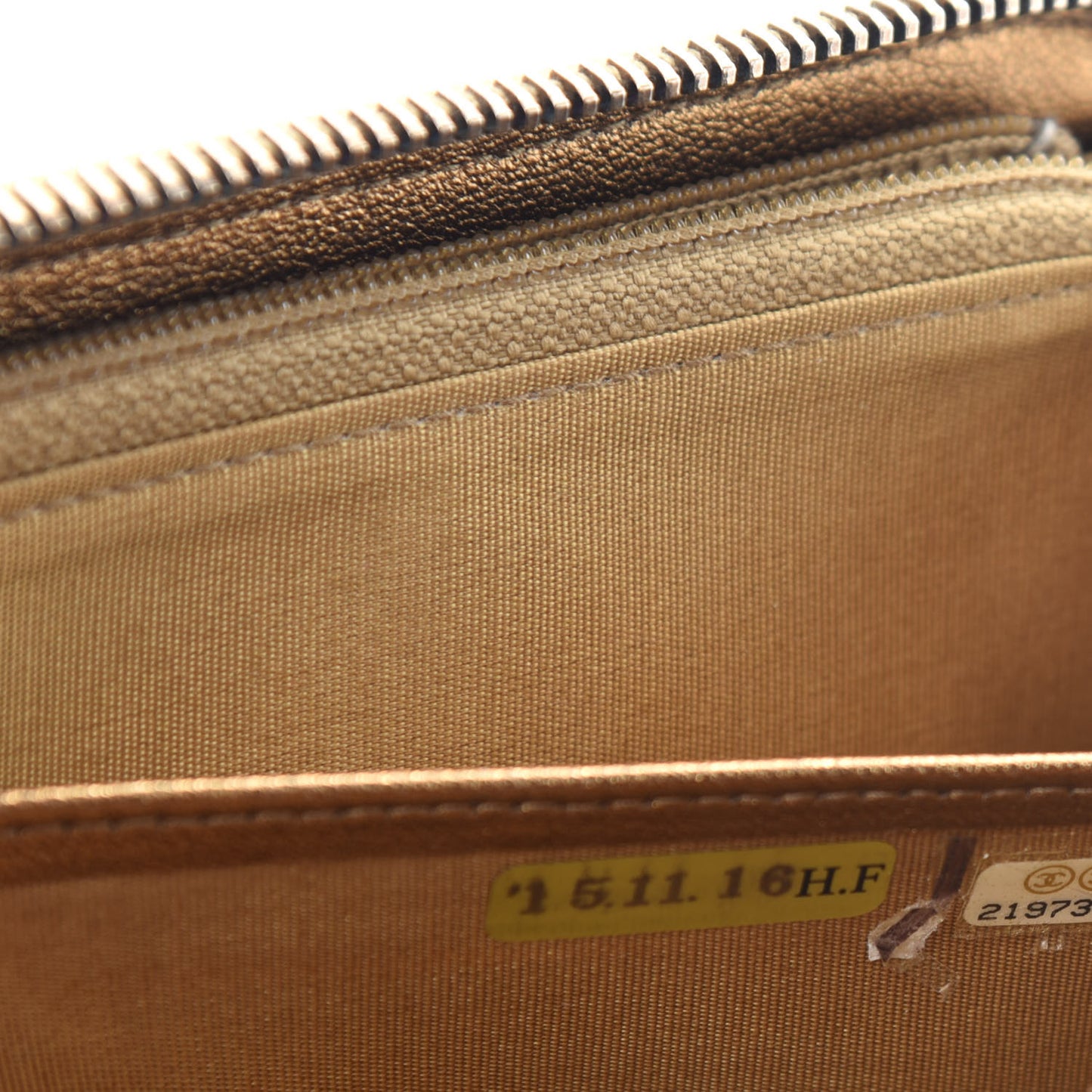 Metallic Lambskin Quilted Diamond CC Zip Around Wallet Gold