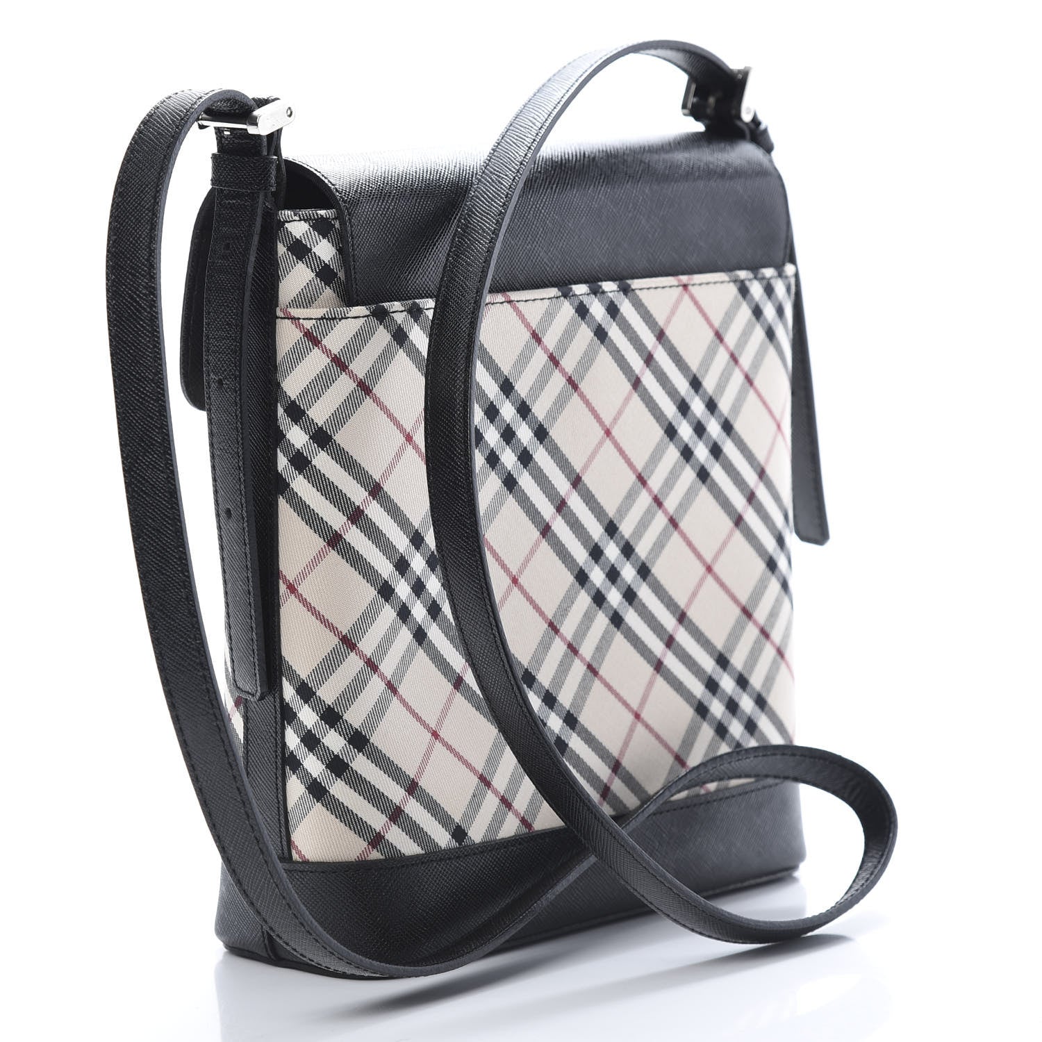 Burberry Calfskin Nova Check Shoulder Bag Black 3 of 10