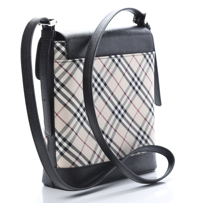 Burberry Calfskin Nova Check Shoulder Bag Black 3 of 10