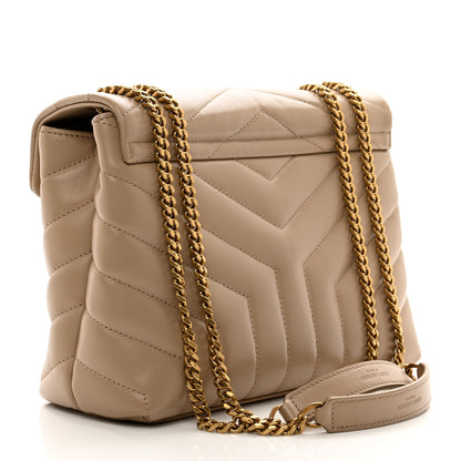 Saint Laurent Calfskin Y Quilted Monogram Small Loulou Chain Satchel Dark Beige 3 of 11
