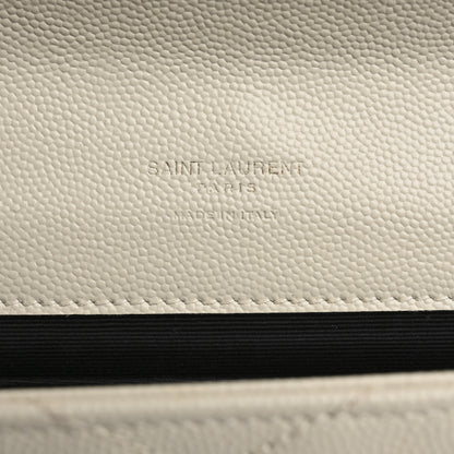 Saint Laurent Grain De Poudre Matelasse Chevron Monogram Envelope Clutch Blanc Vintage 6 of 12