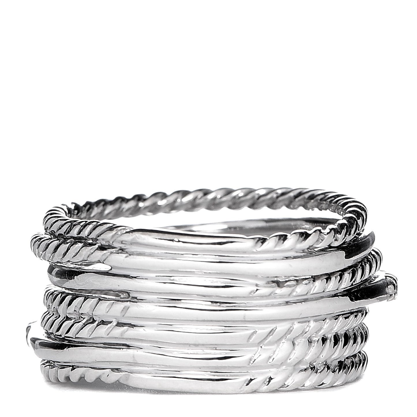 Sterling Silver Diamond 11mm Wide Crossover Cable Ring 52 6
