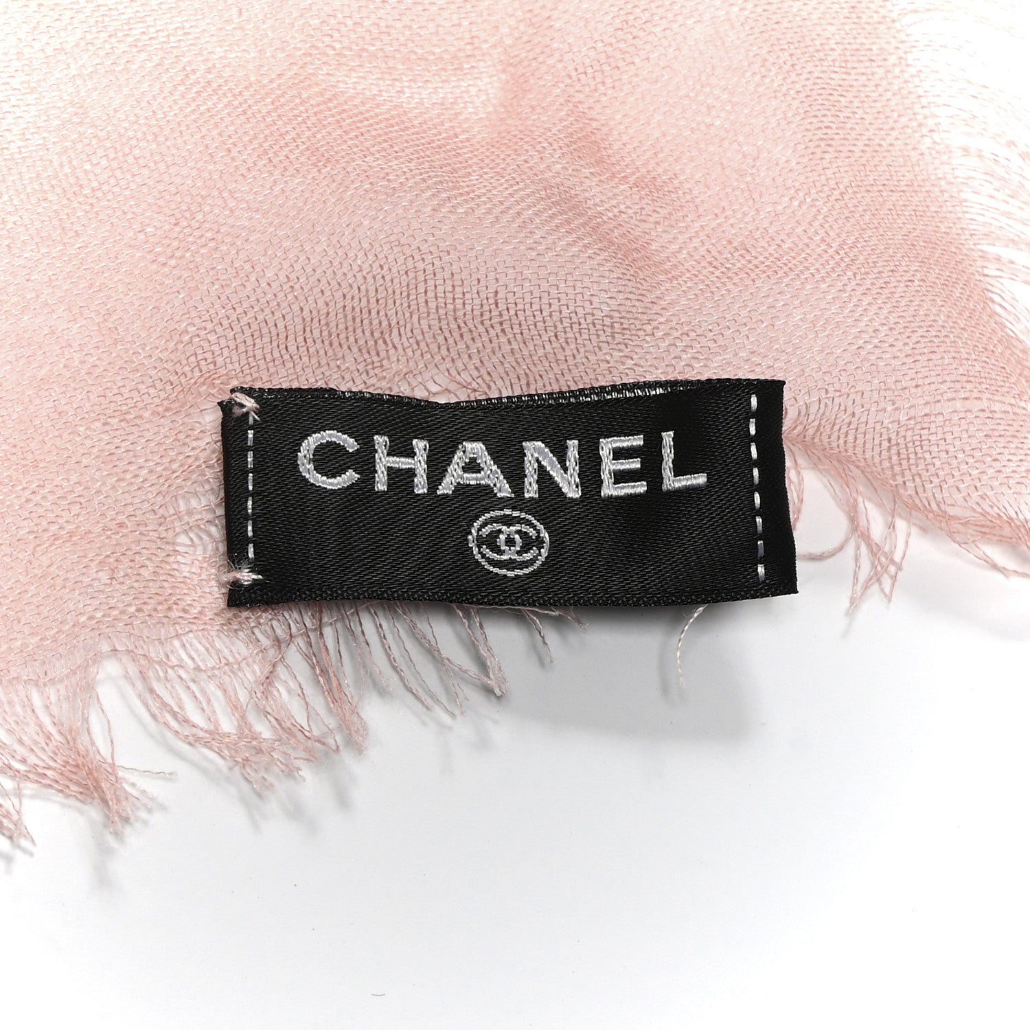 Chanel Cashmere Silk CC Logo Scarf Light Pink Pink Coral 5 of 5