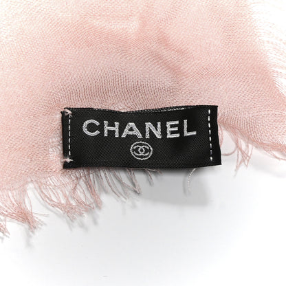 Chanel Cashmere Silk CC Logo Scarf Light Pink Pink Coral 5 of 5
