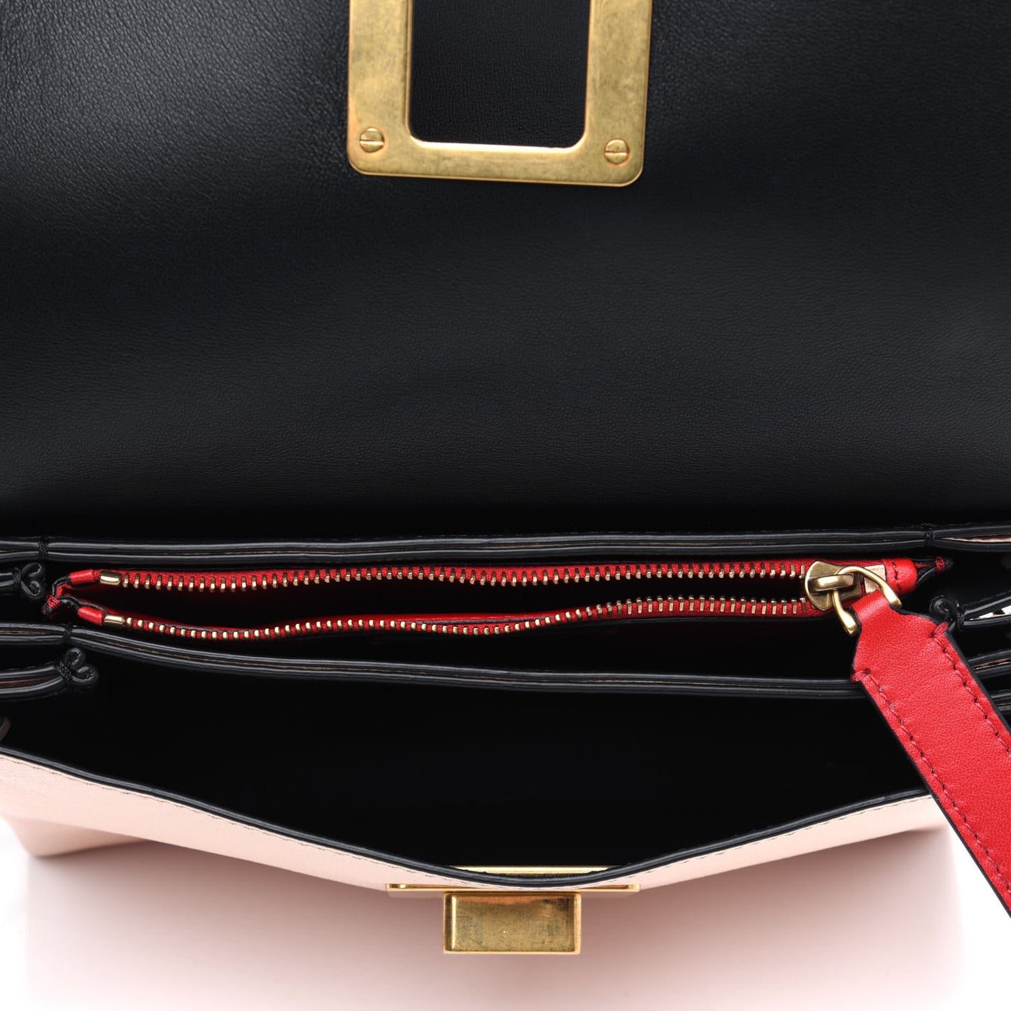 Smooth Calfskin Small VRing Crossbody Bag Rose Cannelle Light Ivory Cerise