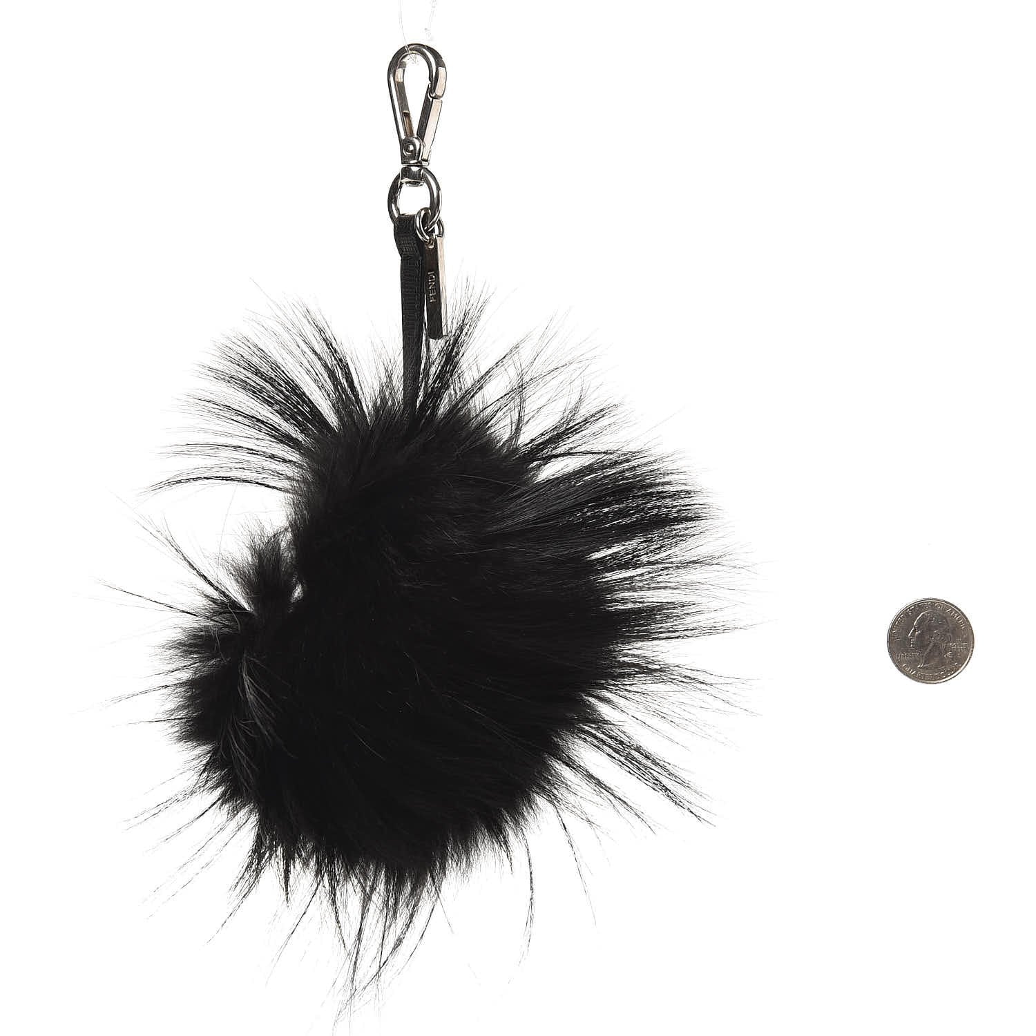 Fendi Vitello Elite Fox Fur Fusto Monster Bag Bug Charm Black Yellow 2 of 4