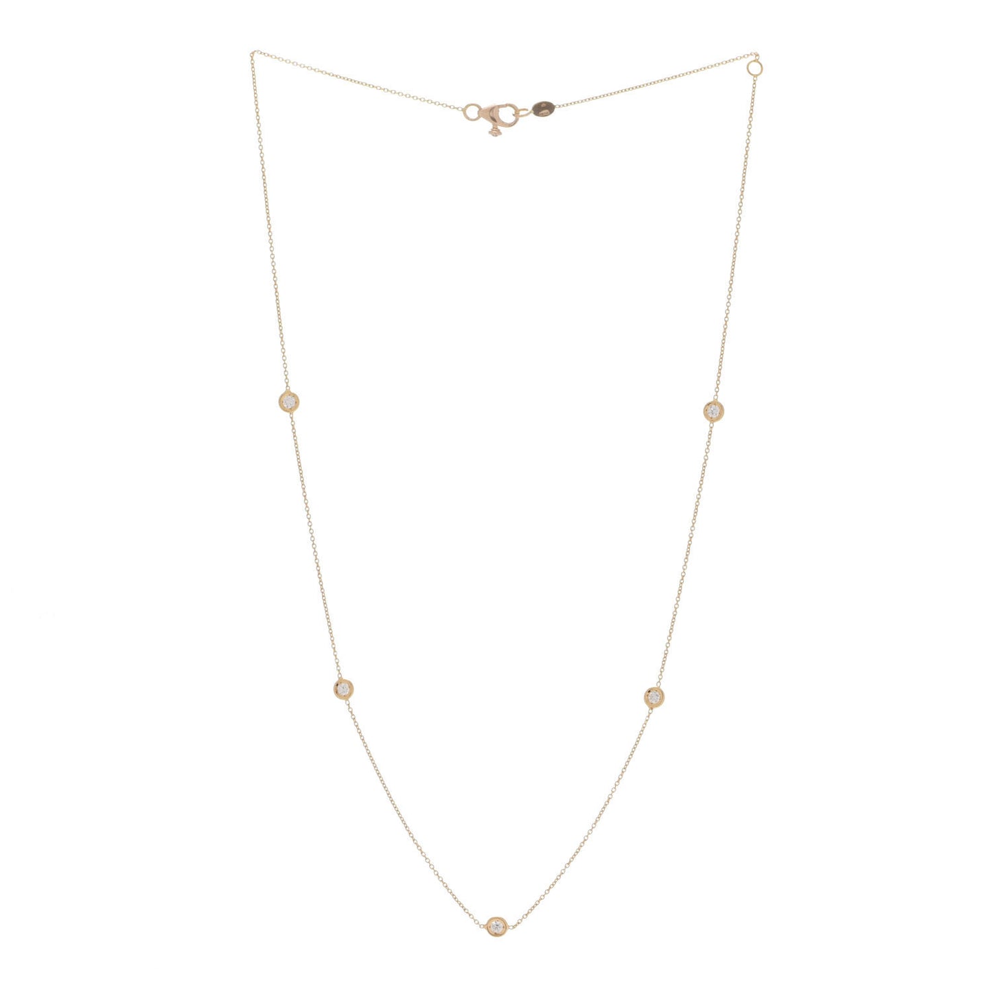 18K Yellow Gold Diamond .25ct Diamonds By The Inch Five Station Necklace