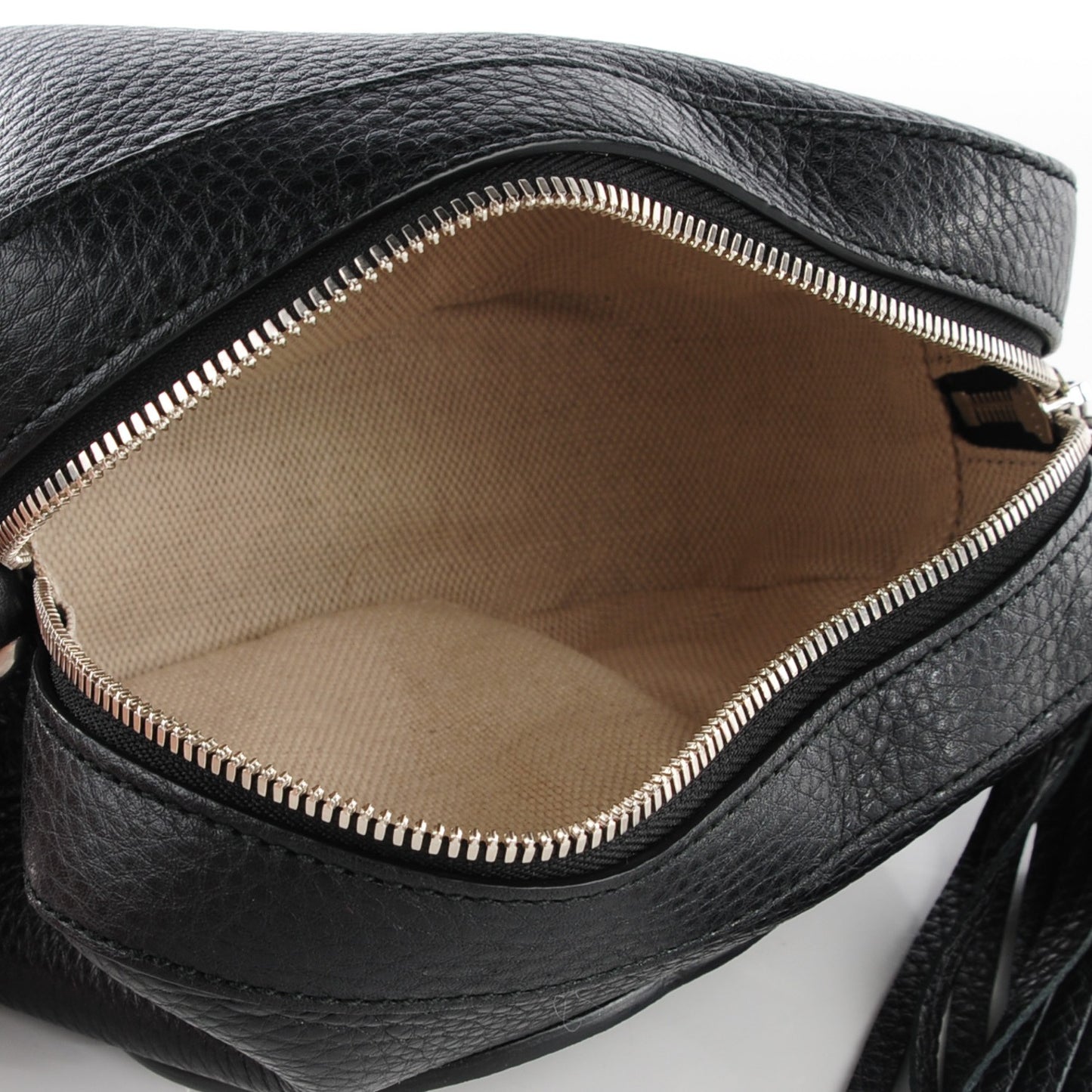 Pebbled Calfskin Studded Small Soho Disco Bag Black
