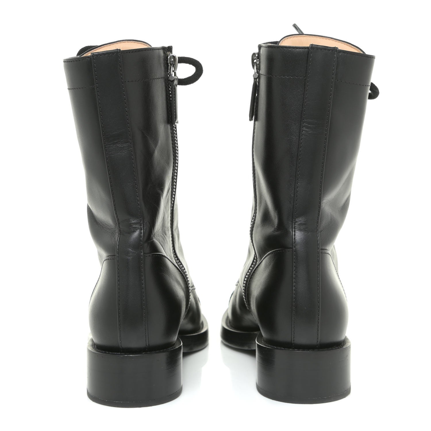 Chanel Calfskin Lace Up Combat Boots 37 Black 4 of 13