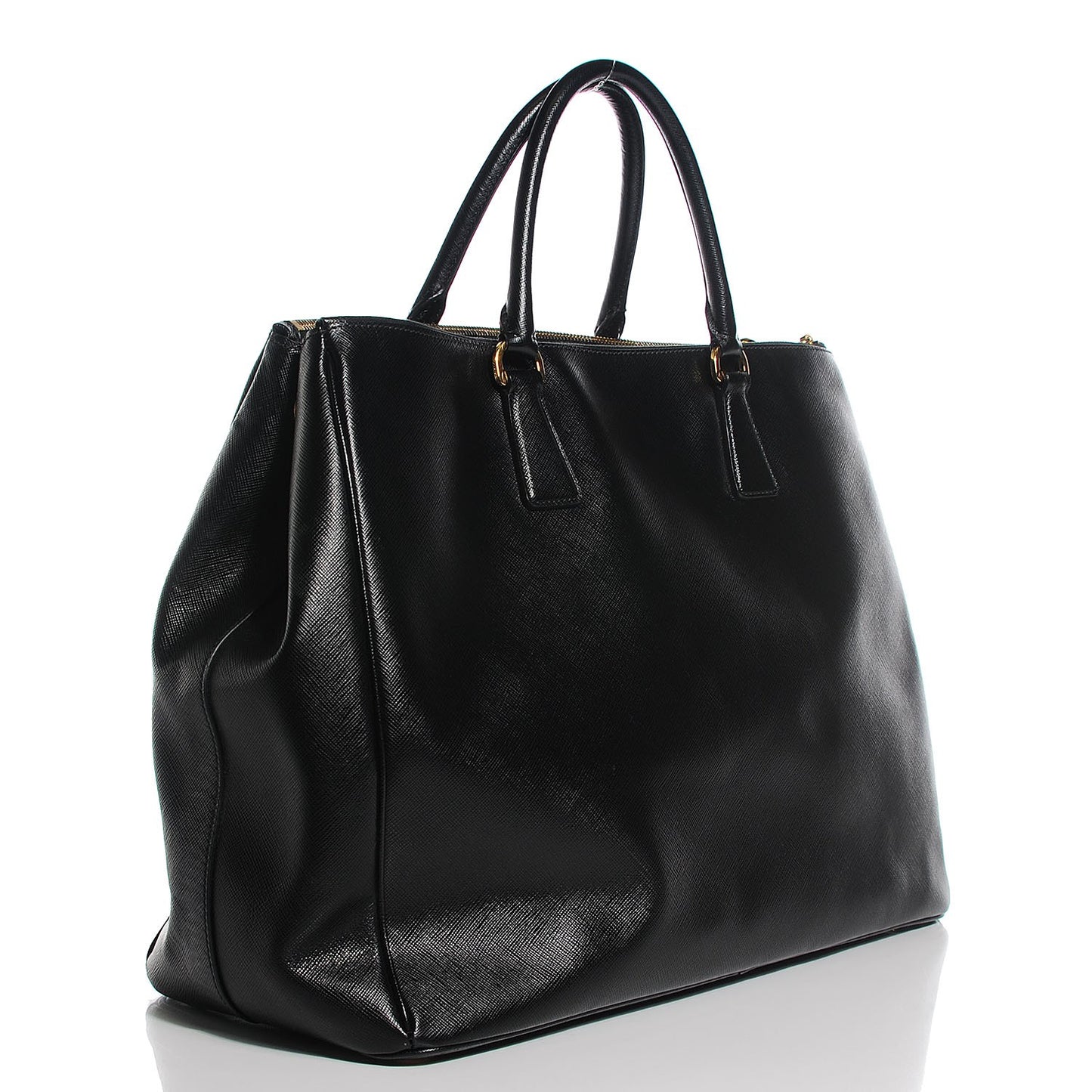 Saffiano Lux Extra Large Galleria Double Zip Tote Black