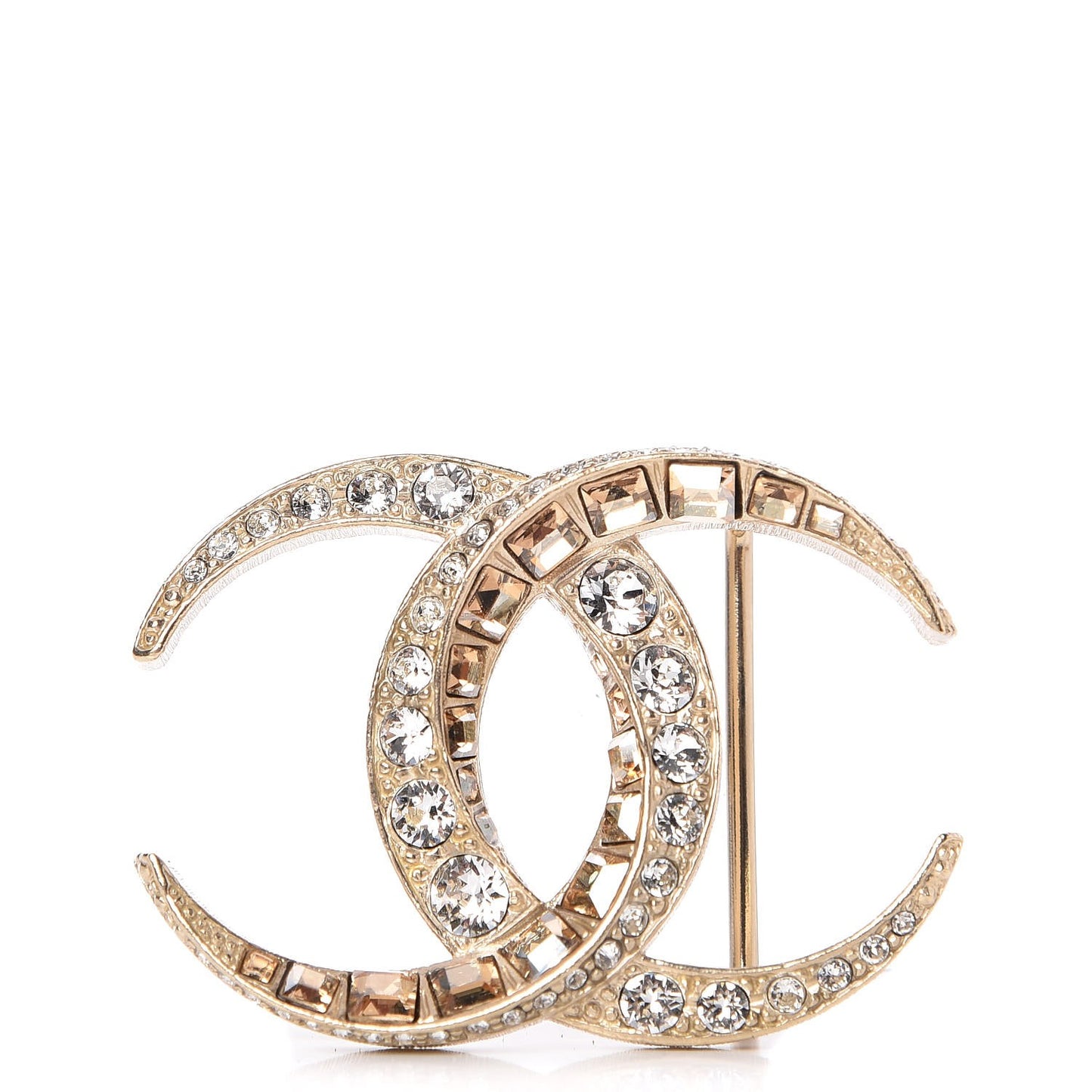 Baguette Crystal CC Belt Buckle Light Gold