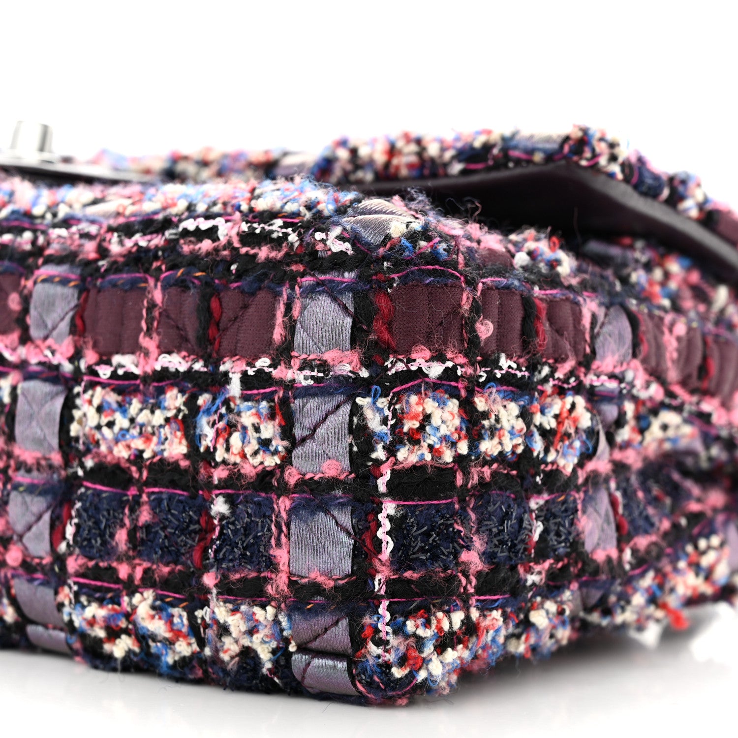 Chanel Tweed Quilted Medium Double Flap Dark Purple 10 of 11