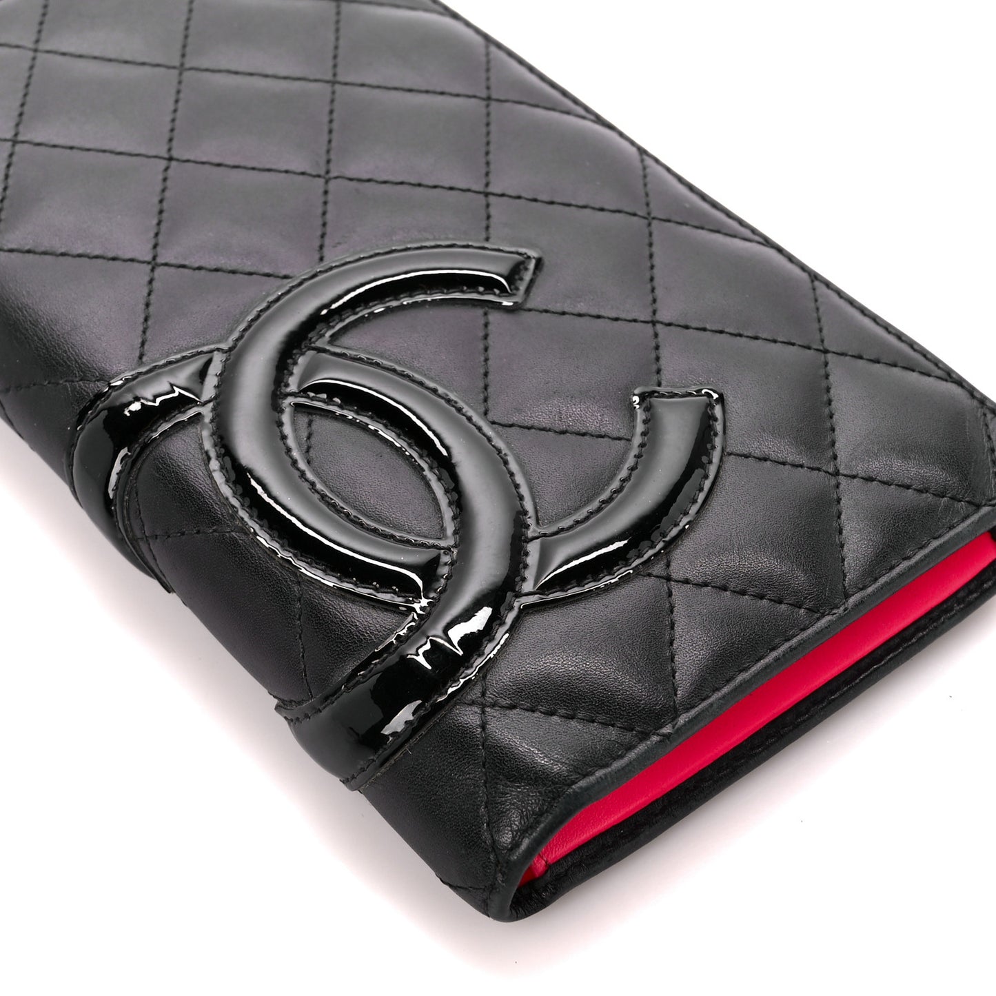 Calfskin Quilted Cambon Yen Wallet Black