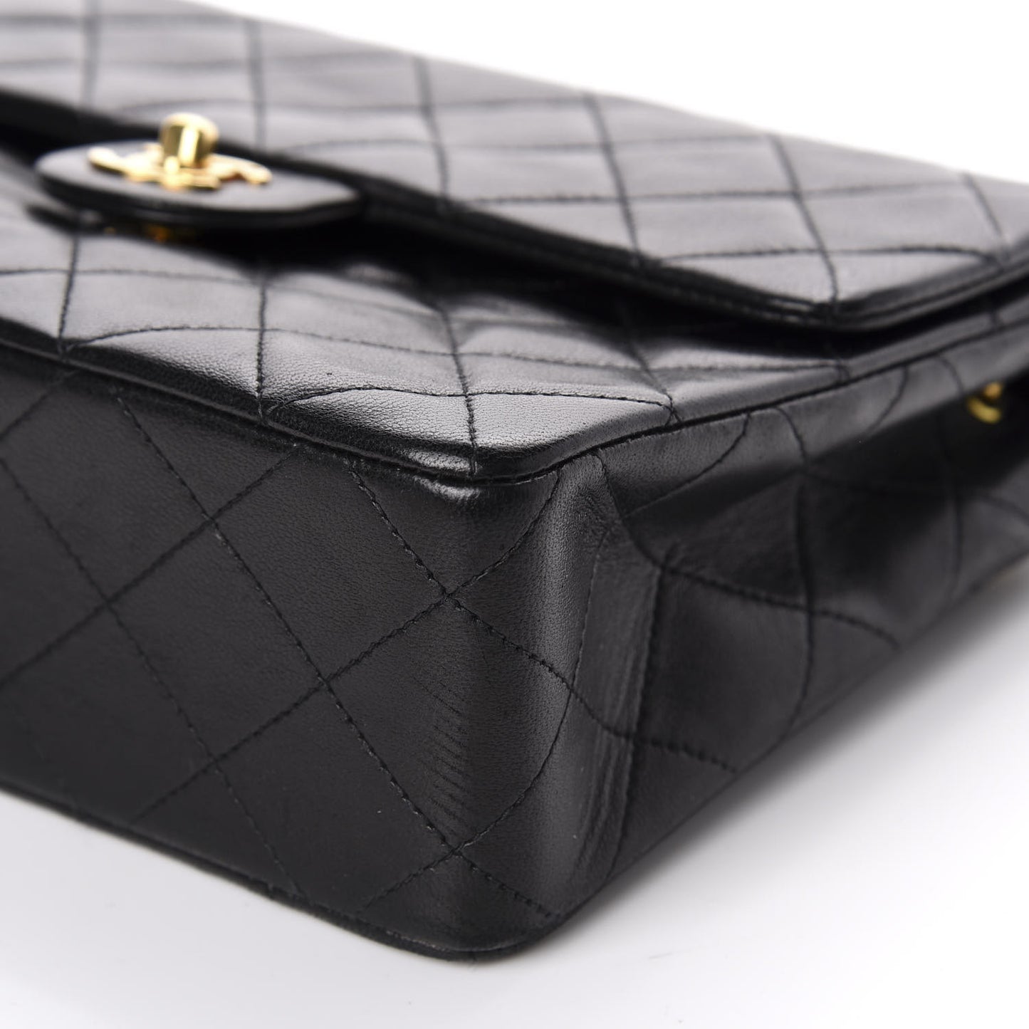 Lambskin Quilted Mini Square Flap Black