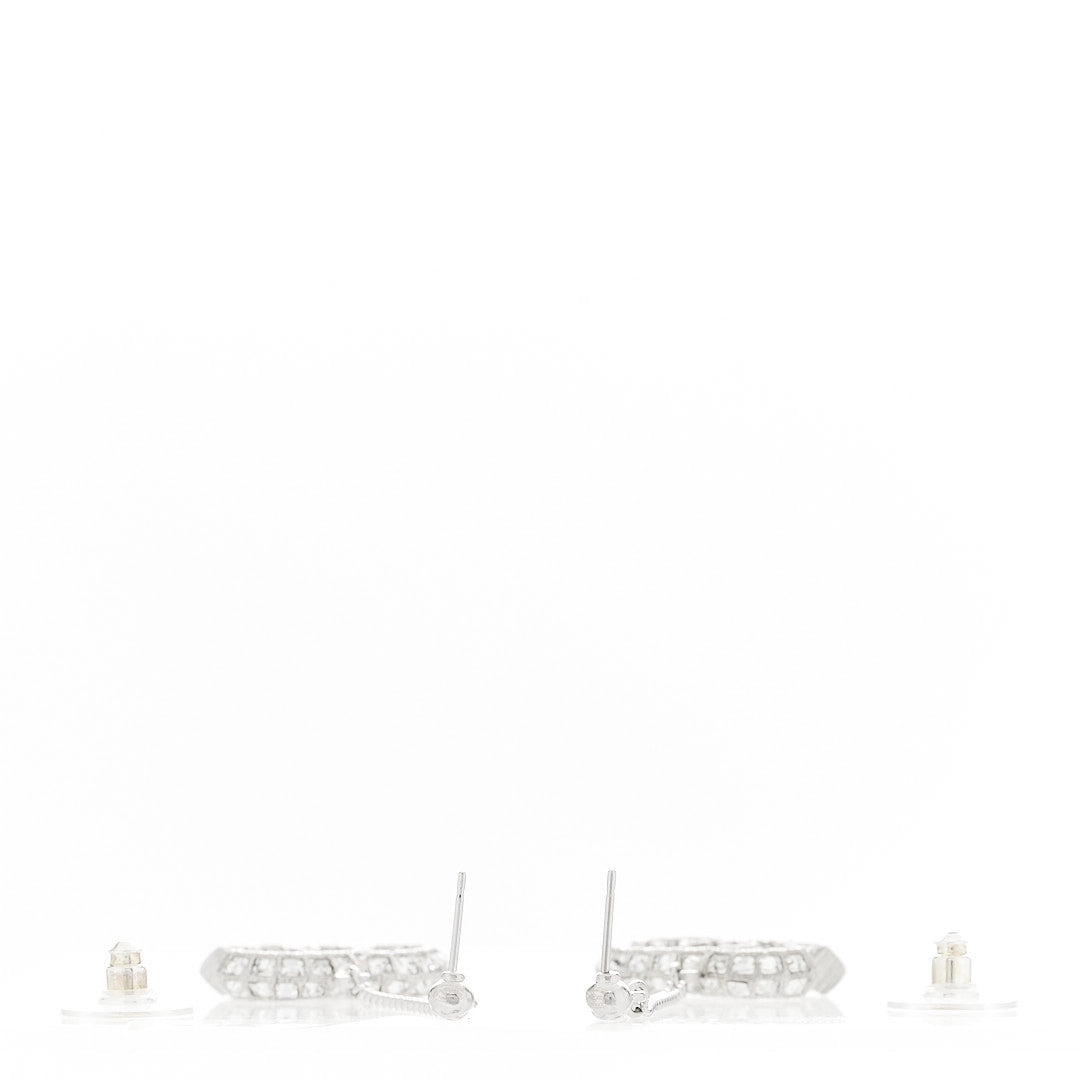 Baguette Crystal CC Drop Earrings Silver