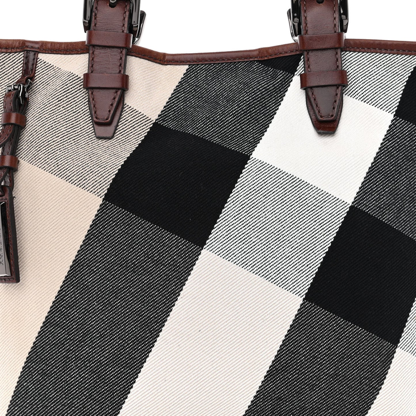 Canvas Mega Check Print Tote Beige