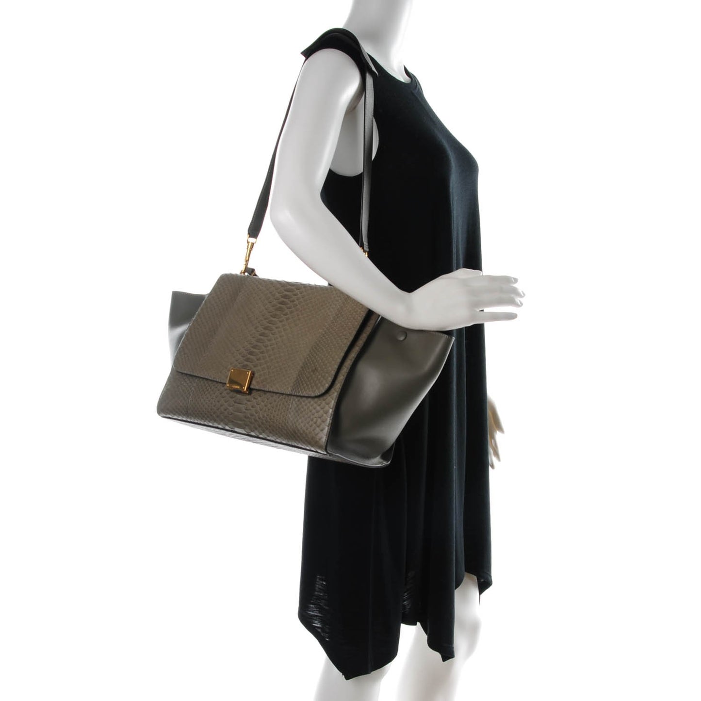 Python Calfskin Medium Trapeze Grey