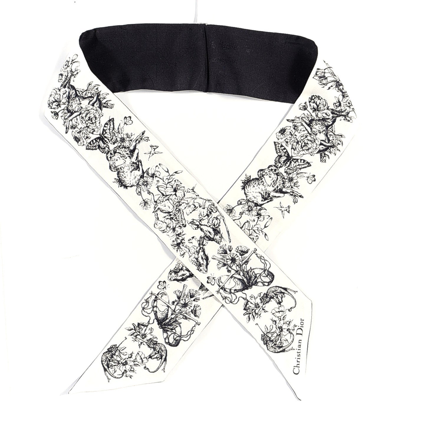 Silk Zodiac Mitzah Scarf White Black