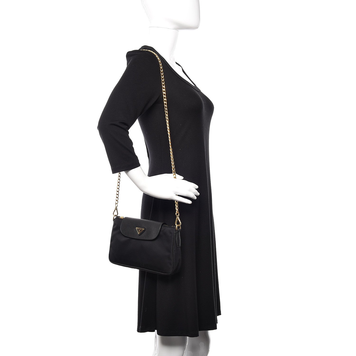 Prada Tessuto Nylon Saffiano Crossbody Bag Black 2 of 10